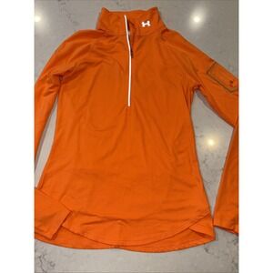 Under Armour Sweatshirt Women's M Orange Pullover Mock Turtle Neck‎ 1/4 Zip UA